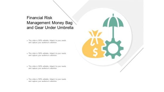 Financial Risk Management Money Bag And Gear Under Umbrella Ppt PowerPoint Presentation Outline Background Image