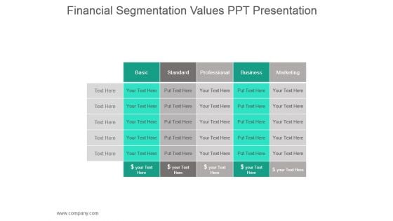 Financial Segmentation Values Ppt Presentation