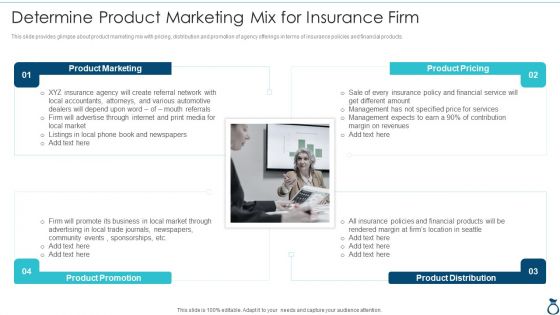 Financial Services Advisory Business Plan Determine Product Marketing Mix For Insurance Ideas PDF