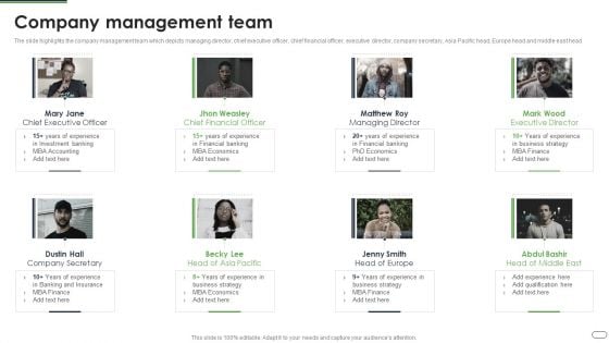 Financial Solutions Company Profile Company Management Team Microsoft PDF Financial Solutions Company Profile Company Management Team Microsoft PDF