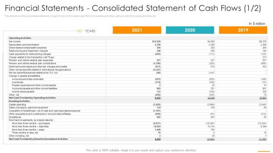 Financial Statements Consolidated Statement Of Cash Flows Net Ppt Icon Gallery PDF