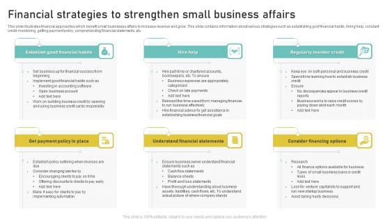Financial Strategies To Strengthen Small Business Affairs Inspiration PDF