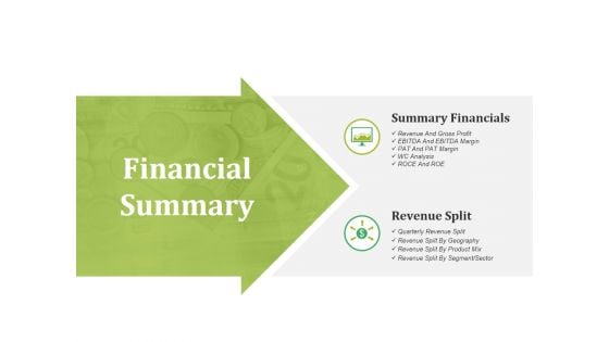 Financial Summary Ppt PowerPoint Presentation Icon Pictures