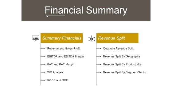Financial Summary Ppt PowerPoint Presentation Information