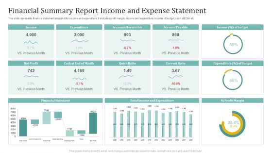 Financial Summary Report Income And Expense Statement Ppt File Background Designs PDF