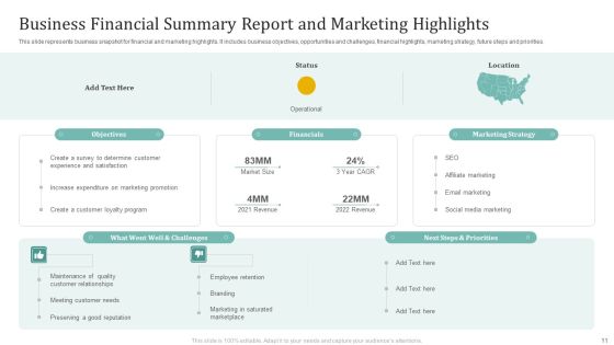 Financial Summary Report Ppt PowerPoint Presentation Complete Deck With Slides Slide11