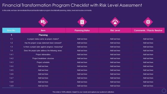 Financial Transformation Program Checklist With Digital Transformation Toolkit Accounting Finance Sample PDF