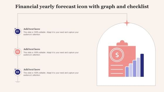 Financial Yearly Forecast Icon With Graph And Checklist Summary PDF