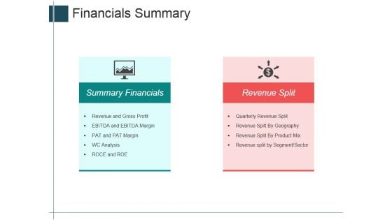 Financials Summary Ppt Powerpoint Presentation Inspiration Slides