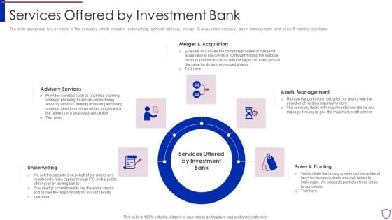 Financing Catalogue For Security Underwriting Agreement Services Offered By Investment Pictures PDF