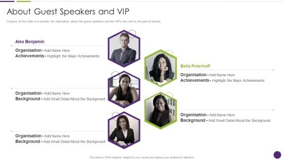 Financing Pitch Deck For Corporate Event About Guest Speakers And Vip Download PDF