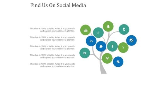 Find Us On Social Media Ppt PowerPoint Presentation Pictures Vector