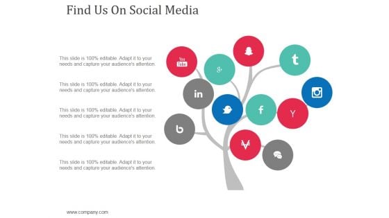 Find Us On Social Media Ppt Powerpoint Presentation Portfolio Shapes