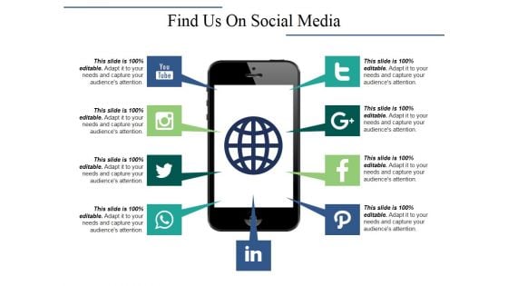 Find Us On Social Media Ppt PowerPoint Presentation Professional Layout