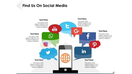 Find Us On Social Media Ppt PowerPoint Presentation Styles Images