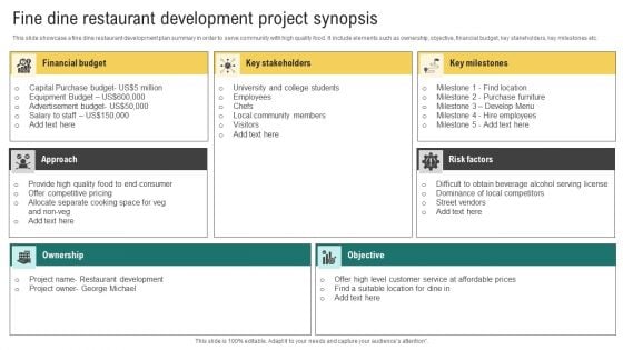 Fine Dine Restaurant Development Project Synopsis Structure PDF