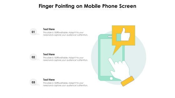 Finger Pointing On Mobile Phone Screen Ppt PowerPoint Presentation Ideas Influencers PDF
