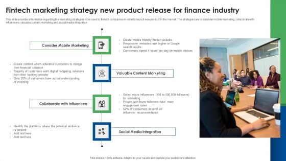 Fintech Marketing Strategy New Product Release For Finance Industry Clipart PDF