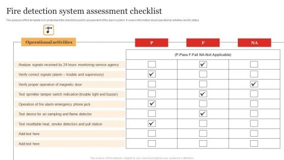 Fire Detection System Assessment Checklist Graphics PDF