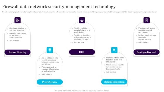 Firewall Data Network Security Management Technology Template PDF