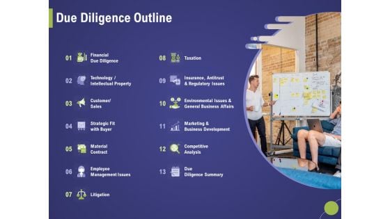 Firm Capability Assessment Due Diligence Outline Ppt Model Graphics Pictures PDF