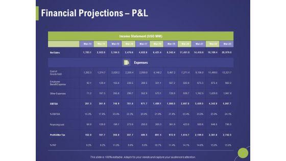 Firm Capability Assessment Financial Projections Pandl Ppt Summary Microsoft PDF