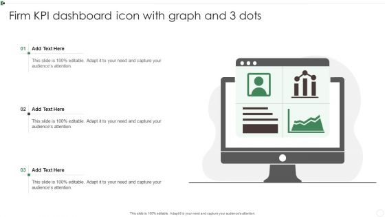 Firm KPI Dashboard Icon With Graph And 3 Dots Ppt Professional Slide PDF
