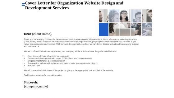 Firm Webpage Builder And Design Cover Letter For Organization Website Design And Development Services Inspiration PDF