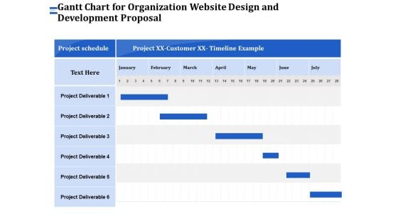 Firm Webpage Builder And Design Gantt Chart For Organization Website Design And Development Proposal Designs PDF