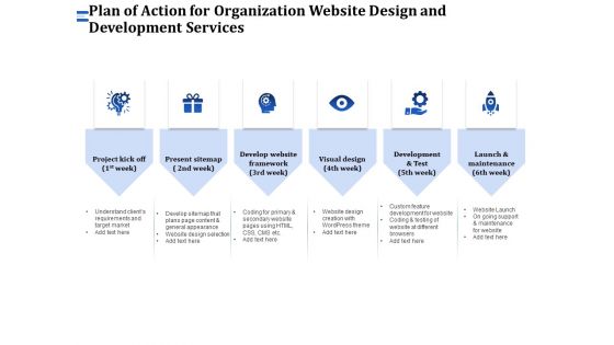 Firm Webpage Builder And Design Plan Of Action For Organization Website Design And Development Services Graphics PDF Pictures PDF