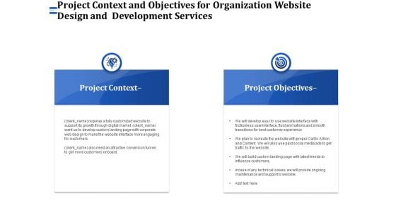 Firm Webpage Builder And Design Project Context And Objectives For Organization Website Design And Development Services  Formats PDF