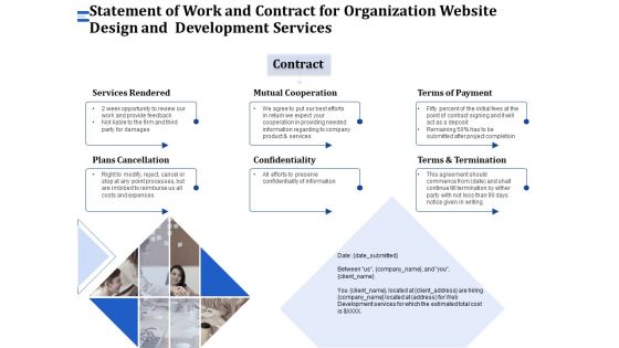 Firm Webpage Builder And Design Statement Of Work And Contract For Organization Website Design And Development Services Information PDF
