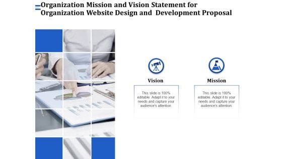 Firm Webpage Builder And Organization Mission And Vision Statement For Organization Website Design And Development Proposal Elements PDF