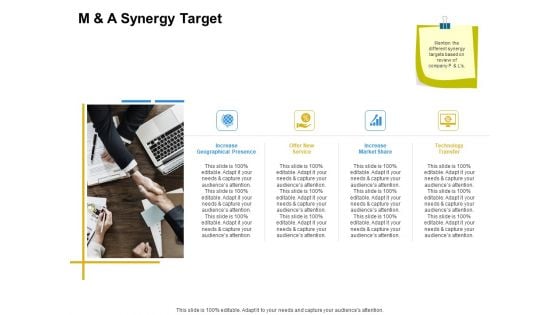 Firm Working Together M And A Synergy Target Ppt Outline Clipart PDF