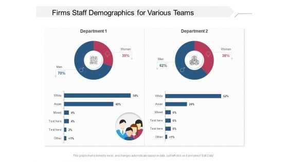 Firms Staff Demographics For Various Teams Ppt PowerPoint Presentation Gallery Templates PDF