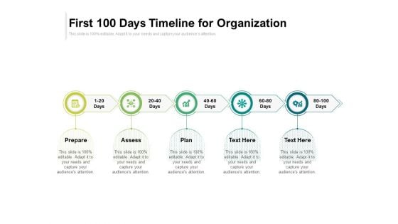 First 100 Days Timeline For Organization Ppt PowerPoint Presentation Gallery Elements PDF