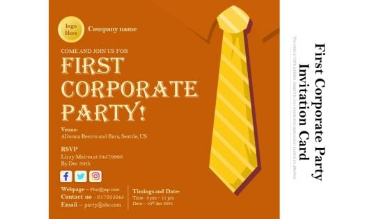 First Corporate Party Invitation Card Ppt PowerPoint Presentation File Inspiration PDF