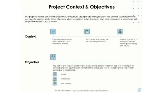 Fiscal Management Project Context And Objectives Ppt Infographic Template Background Image PDF