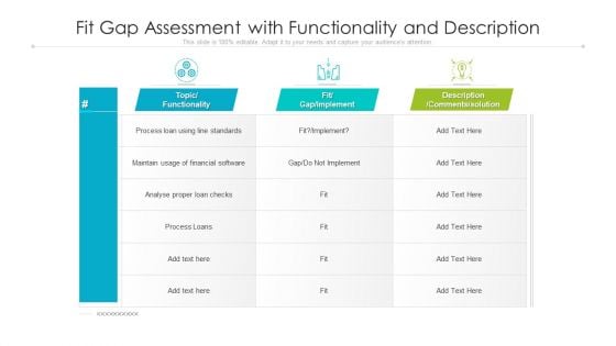 Fit Gap Assessment With Functionality And Description Ppt Model Samples PDF Fit Gap Assessment With Functionality And Description Ppt Model Samples PDF