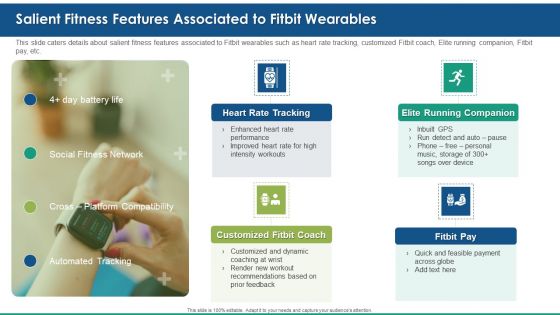 Fitbit Venture Capital Investment Elevator Salient Fitness Features Associated To Fitbit Wearables Elements PDF