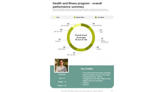 Fitness And Health Playbook For Staff Wellbeing Template