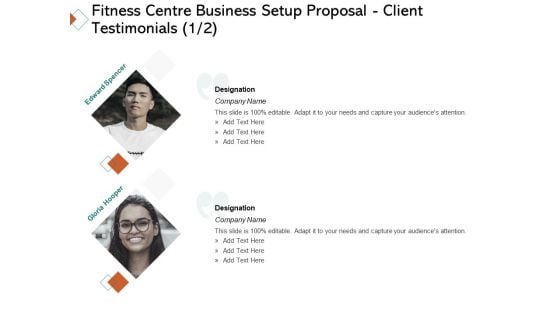 Fitness Centre Business Setup Proposal Client Testimonials Communication Ppt Portfolio Images PDF