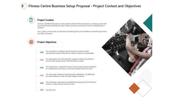 Fitness Centre Business Setup Proposal Project Context And Objectives Ppt Inspiration Templates PDF
