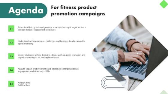 Fitness Product Promotion Campaigns Agenda Demonstration PDF