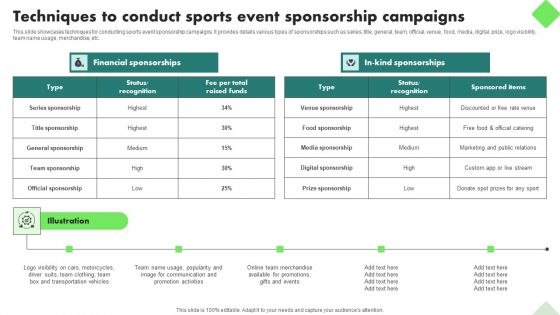 Fitness Product Promotion Campaigns Techniques To Conduct Sports Event Sponsorship Campaigns Microsoft PDF