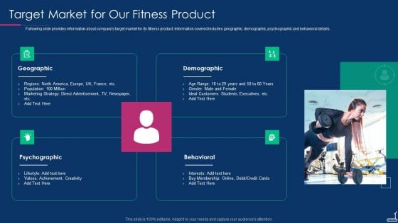 Fitness Tracker App Startup Investor Presentation Target Market For Our Fitness Product Background PDF