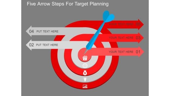 Five Arrow Steps For Target Planning Powerpoint Template