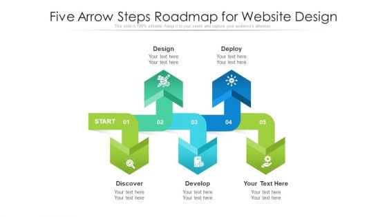 Five Arrow Steps Roadmap For Website Design Ppt PowerPoint Presentation Gallery Examples PDF