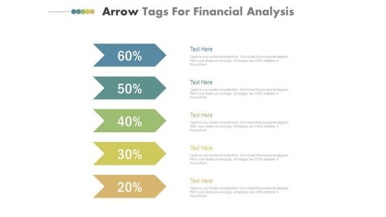 Five Arrow Tags For Accounting Debits And Credits Powerpoint Slides