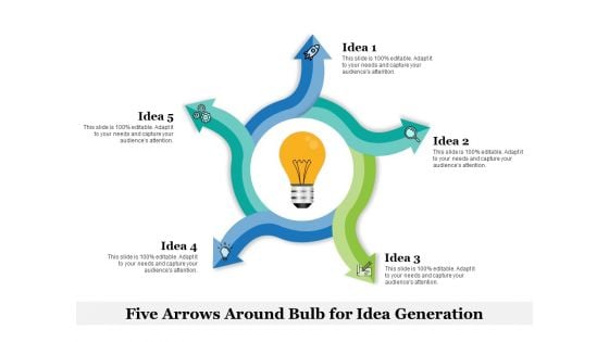 Five Arrows Around Bulb For Idea Generation Ppt PowerPoint Presentation File Gallery PDF